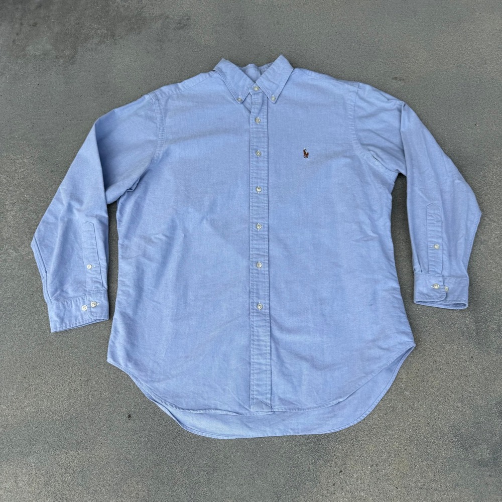 Polo Ralph Lauren Men Blue Oxford Button Down Shirt Classic Fit 16 32/33 L
